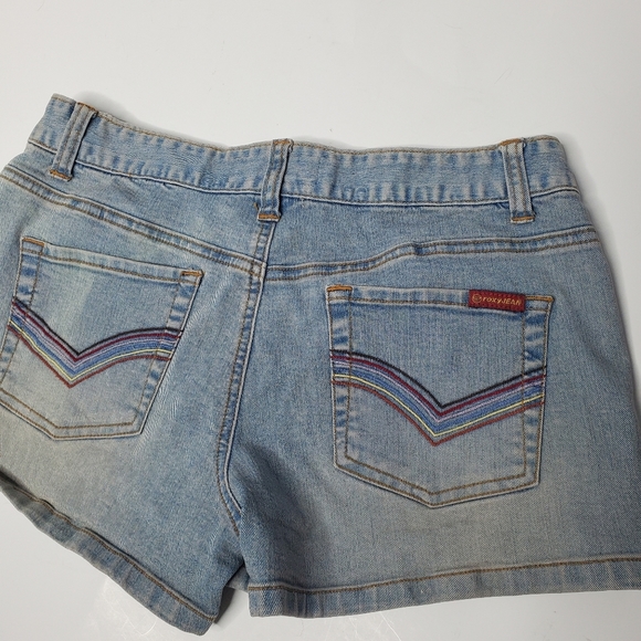 Roxy Jean Shorts with Rainbow Embroidery Button Fly 7 - Picture 5 of 6